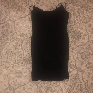 size: small black dress with open cross strap back